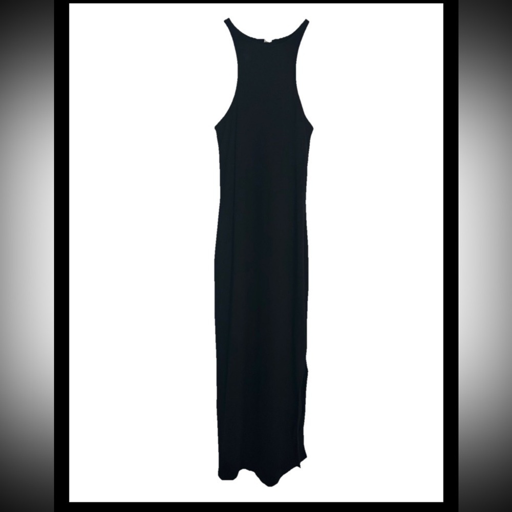 Old Navy Rib Knit Maxi Dress Womens Size Small Black Stretch  (0324)